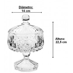 Bomboniere 22,5cm Altura por 14cm Diâmetro Louise em Cristal Ecológico Com Pé